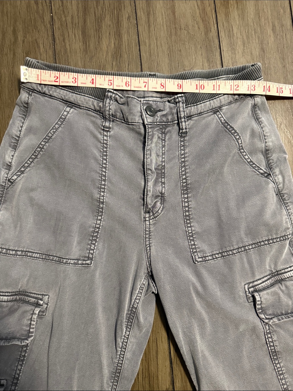 American Eagle Baggy Cargo Pants Gray Stretch Utility Size 28 Regular - Picture 4 of 12
